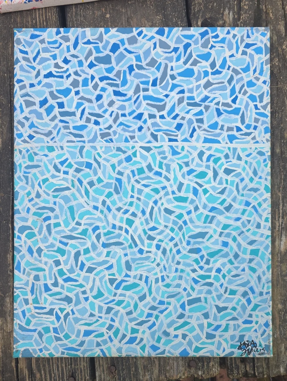 Abstract Blue Mosaic Wall Art Canvas - Unbranded 11x14 Seascape
